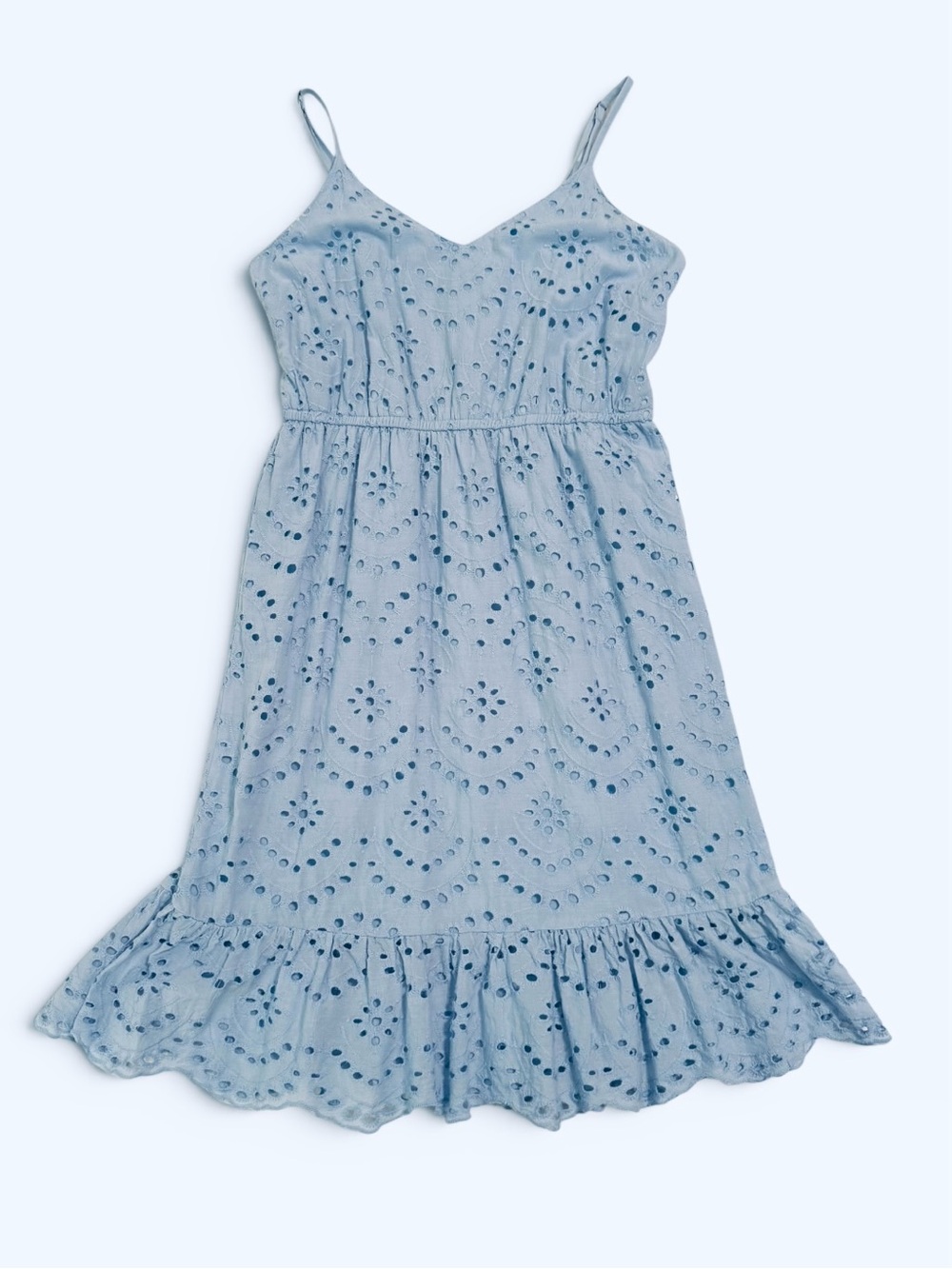 Japna Light Blue Eyelet Sundress with Ruffle Hem